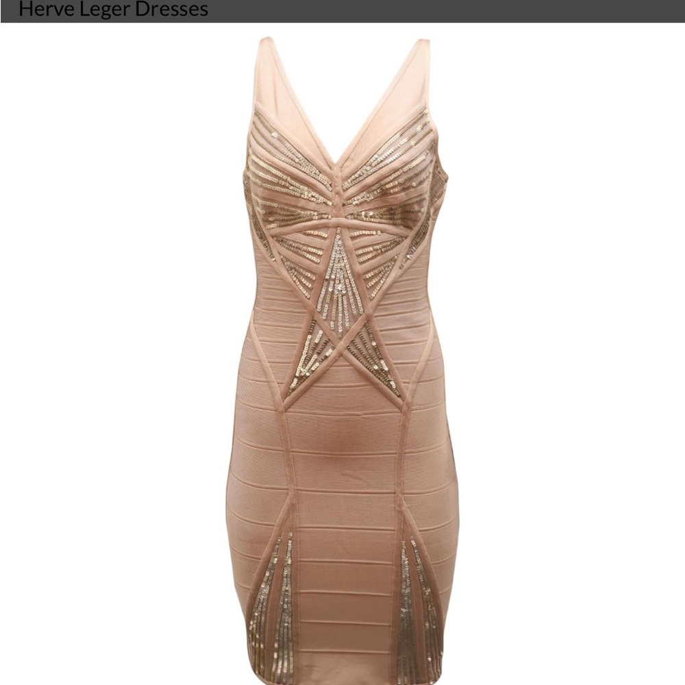 Herve Leger Rose Sequin Mini Dress - size M